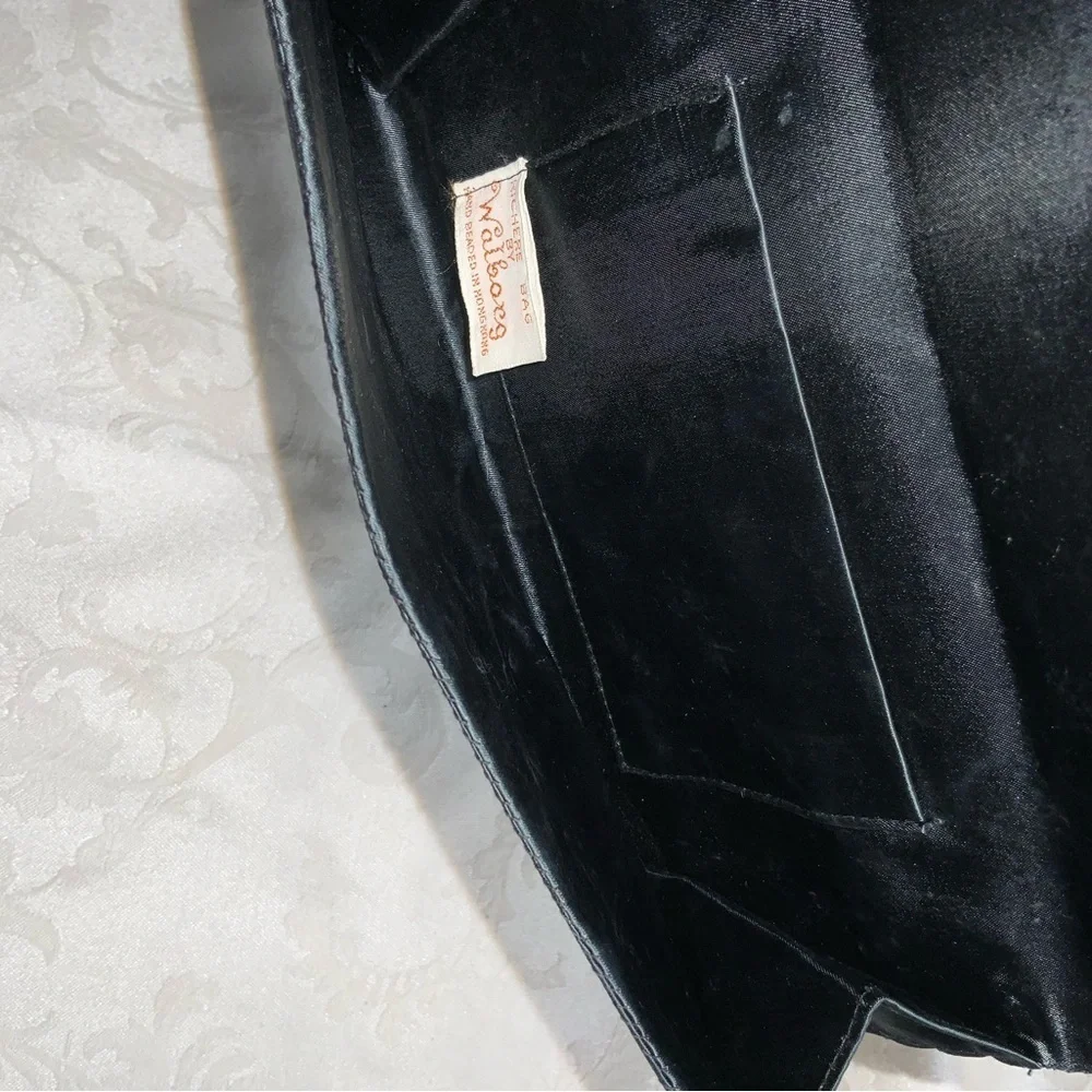 Vtg 1950’s Walborg Black Beaded Fold Over Envelope Clutch Formal Evening Event